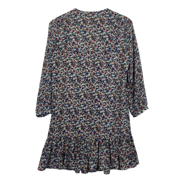 J.Crew Floral Print Dress Firey Sunset Relaxed Fit Ruffled Feminine Womens XXS - Picture 6 of 13